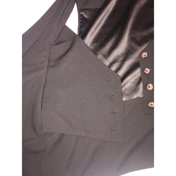 Vest Black Asymmetric Size S Layers Button Front Top Lagenlook Korean Style Goth - Picture 4 of 6